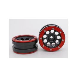 Kovové Beadlock CNC disky 1.9 PT Ecohole Black/Red, 2ks - 2