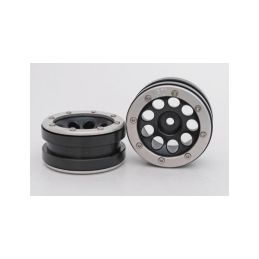 Kovové Beadlock CNC disky 1.9 PT Ecohole Black/Silver, 2ks - 2
