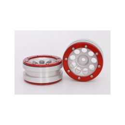 Kovové Beadlock CNC disky 1.9 PT Ecohole Silver/Red, 2ks - 2