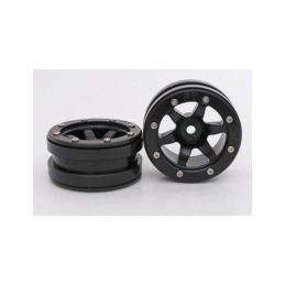 Kovové Beadlock CNC disky 1.9 PT Wave Black/Black, 2ks - 2
