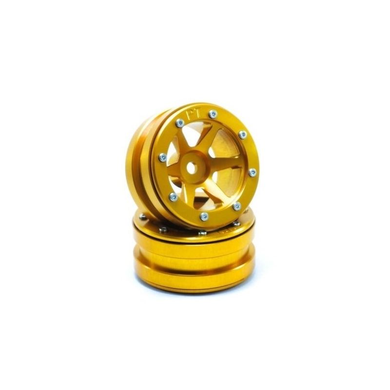 Kovové Beadlock CNC disky 1.9 PT Slingshot Gold/Gold, 2ks - 1