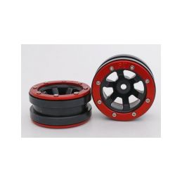 Kovové Beadlock CNC disky 1.9 PT Claw Black/Red, 2ks - 1