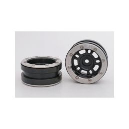 Kovové Beadlock CNC disky 1.9 PT Distract Black/Silver, 2ks - 2