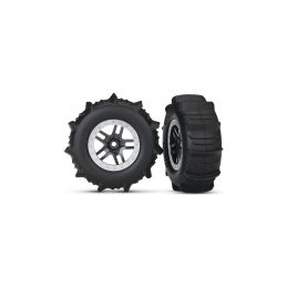 Traxxas kolo 2.2/3.0", disk SCT Split-Spoke saténový chrom, pneu Paddle (2) - 1
