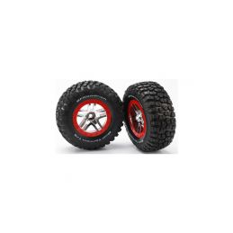 Traxxas kolo 2.2/3.0", disk SCT Split-Spoke stříbrný-červený, pneu KM2 (2) (2WD přední) - 1
