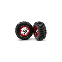 Traxxas kolo 2.2/3.0", disk SCT Split-Spoke stříbrný-červený, pneu KM2 S1 (2) (2WD přední) - 1
