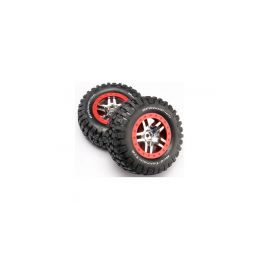 Traxxas kolo 2.2/3.0", disk SCT Split-Spoke stříbrný-červený, pneu KM2 (2) - 1