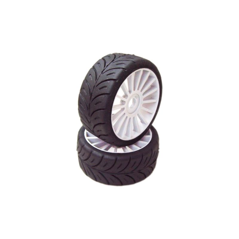 1/8 GT Sport gumy SOFT nalepené gumy, bílé disky, 2ks. - 1