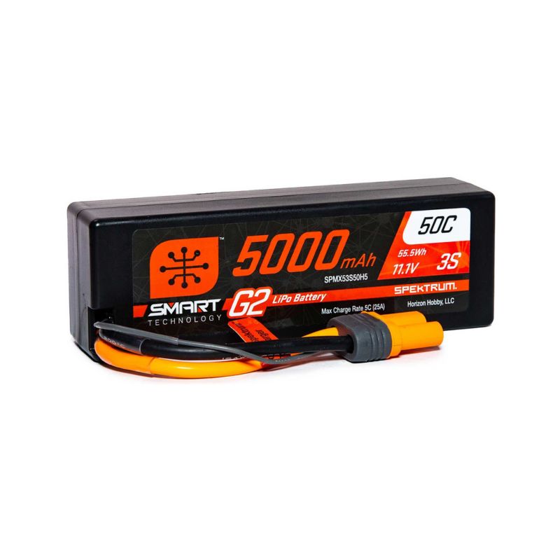 Spektrum Smart G2 LiPo 11.1V 5000mAh 50C HC IC5 - 1 Spektrum Smart G2 LiPo 11.1V 5000mAh 50C HC IC5 - 1