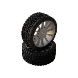 1/10 GT Sport/Rally gumy nalepené gumy, šedé disky, 2ks. - 1