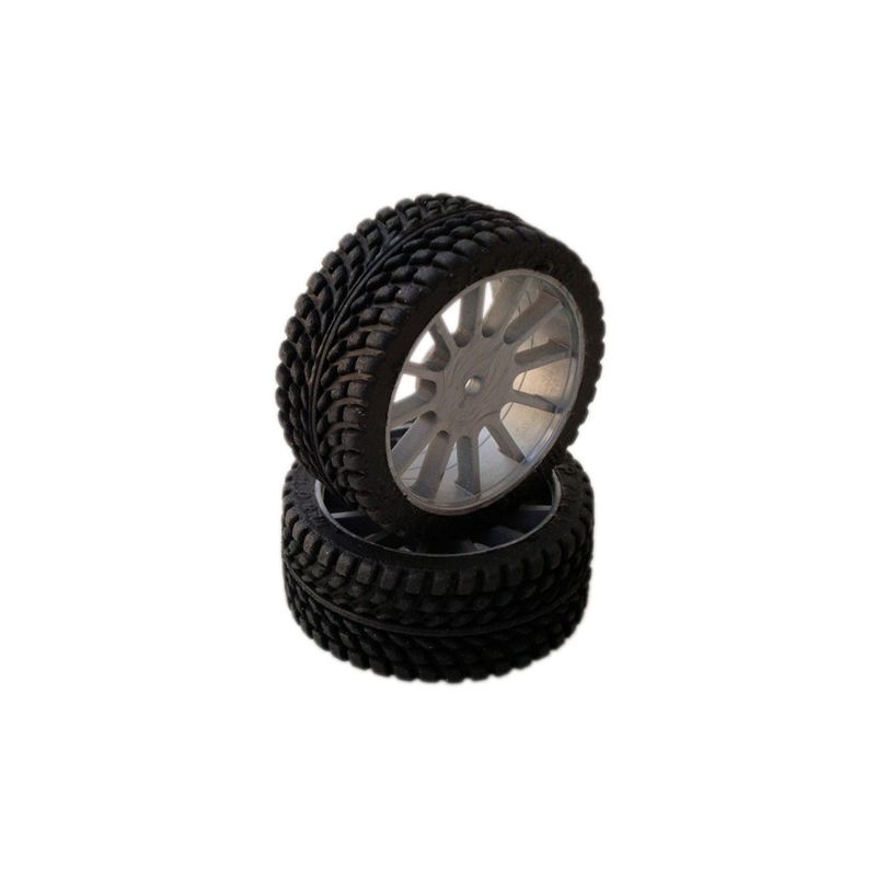 1/10 GT Sport/Rally gumy nalepené gumy, šedé disky, 2ks. - 1