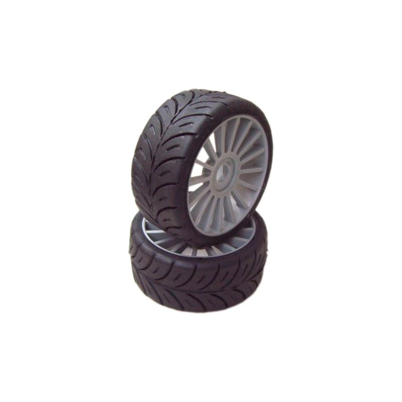 1/8 GT COMPETITION gumy SUPER SOFT nalepené gumy, šedé disky, 2ks. - 1