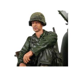 1/16 figurka sedícího vojáka U.S. 1st Infantérie z 2 sv. války, ručně malovaný - 2
