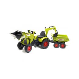 FALK - Šlapací traktor Claas Axos s nakladačem, rypadlem a vlečkou - 1