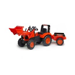 FALK - Šlapací traktor Kubota M135GX s nakladačem a vlečkou - 1