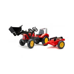 FALK - Šlapací traktor Supercharger s nakladačem a vlečkou červený - 1