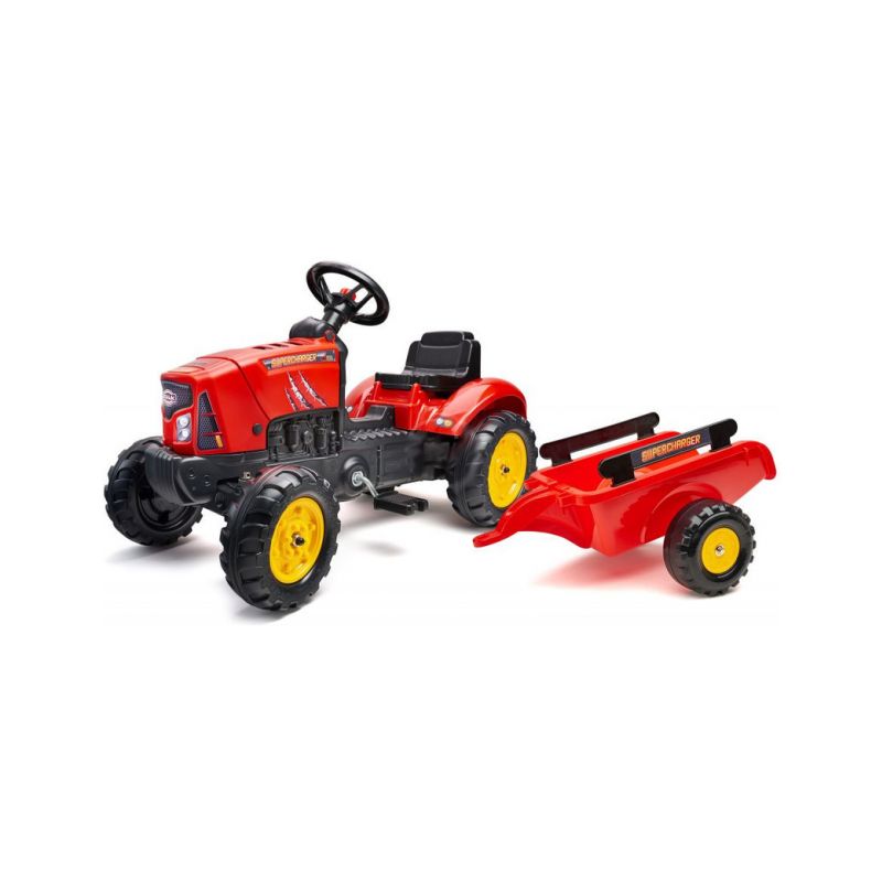 FALK - Šlapací traktor SuperCharger s vlečkou červený - 1 FALK - Šlapací traktor SuperCharger s vlečkou červený - 1