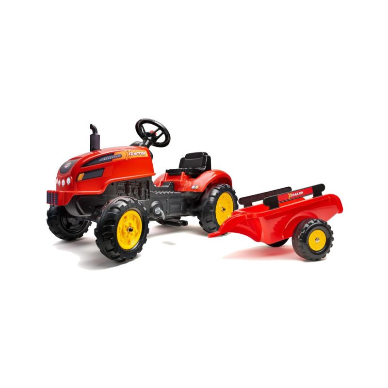 FALK - Šlapací traktor X-Tractor s vlečkou červený - 1