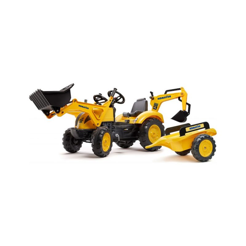 FALK - Šlapací traktor Komatsu s nakladačem, rypadlem a vlečkou - 1 FALK - Šlapací traktor Komatsu s nakladačem, rypadlem a vlečkou - 1