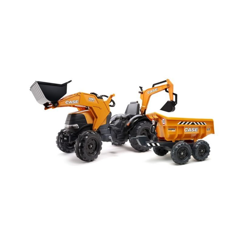 FALK - Šlapací traktor Case IH Beckhoe s nakladačem, rypadlem a vlečkou - 1 FALK - Šlapací traktor Case IH Beckhoe s nakladačem, rypadlem a vlečkou - 1