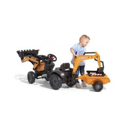 FALK - Šlapací traktor Case IH Beckhoe s nakladačem, rypadlem a vlečkou - 3