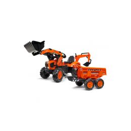 FALK - Šlapací traktor Kubota s nakladačem, rypadlem a Maxi vlečkou - 1