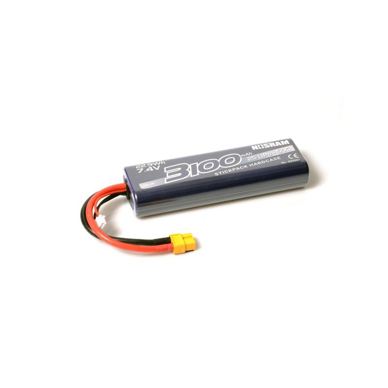 NOSRAM 3100mAh - 7.4V - 50C LiPo Car Stickpack Hardcase - XT60 konektor - 1