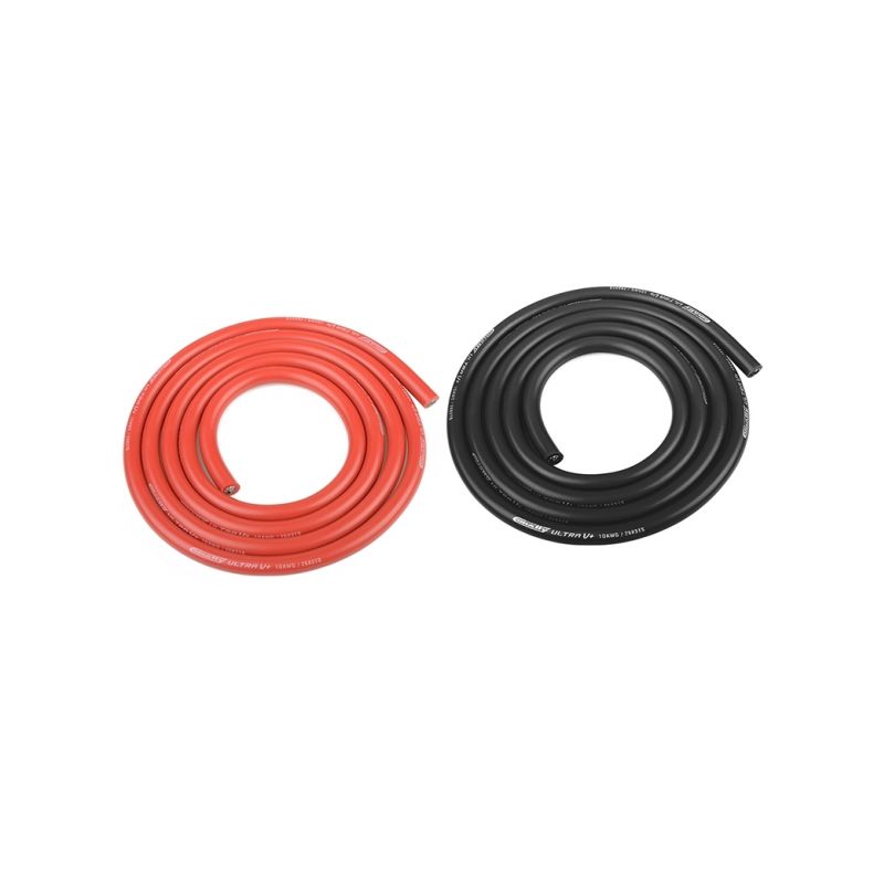 Silikonový kabel 5,5qmm, 10AWG, 2x1metr, černý a červený - 1