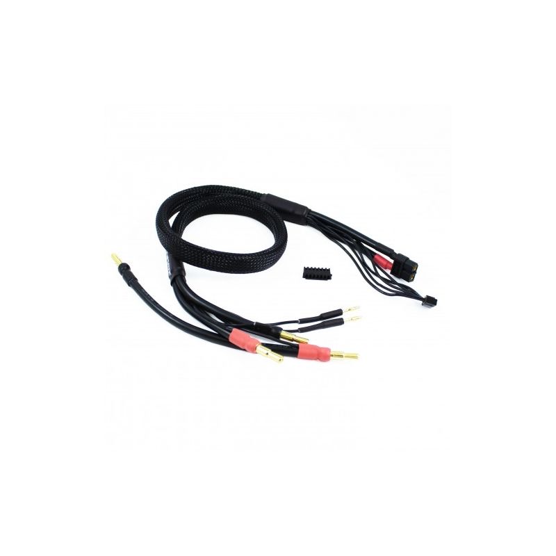 2 x 2S černý nabíj. kabel G4/G5 v černé ochranné punčoše - dlouhý 600mm-(XT60, 3-pin XH) - 1