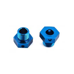 RC8B3 hliníkové unašeče kol, modré, +2mm, 2 ks - 1