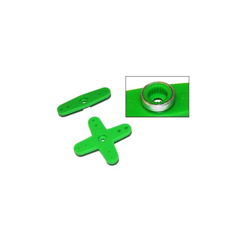 Plastové páky sada pro JR / SANWA / KO zelené (2ks.) - s alu kroužkem - 1