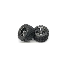 Traxxas kolo 3.8", disk Gemini černý chrom H14, pneu Talon (2) - 1