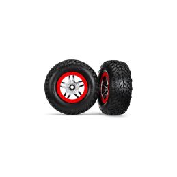 Traxxas kolo 2.2/3.0", disk SCT Split-Spoke stříbrný-červený, pneu SCT (2) - 1