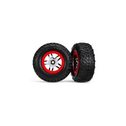 Traxxas kolo 2.2/3.0", disk SCT Split-Spoke stříbrný-červený, pneu SCT S1 (2) - 1