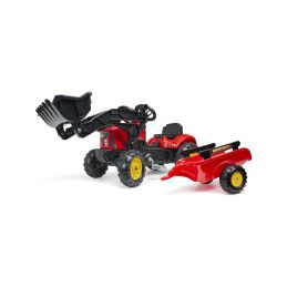 FALK - Šlapací traktor SuperCharger s vlečkou a nakladačem červený - 1