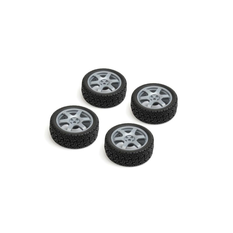 CARTEN nalepené Rally gumy 26mm na stříbrných 6 papr. diskách, 0mm OFFset, 4 ks. - 1