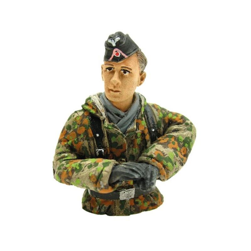 1/16 figurka německého velitele tanku, letní kamufláž z 2 sv. války, ručně malovaný - 1