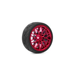 Spec T LS Wheel Offset 3 Red w/Tire 4ks pro 1/10 Silniční - 1