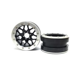 Kovové Beadlock CNC disky Absima Metsafil 2.2 PT-MESH black/silver, 2ks - 3