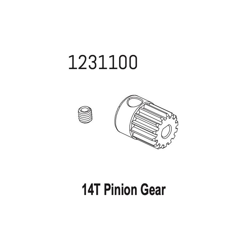 1231100 - Metal Pinion Gear 14T-M0.6 CR4.4 - 1 1231100 - Metal Pinion Gear 14T-M0.6 CR4.4 - 1