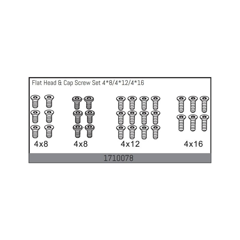 Flat Head & Cap Screw Set 4*8/4*12/4*16 - 1 Flat Head & Cap Screw Set 4*8/4*12/4*16 - 1