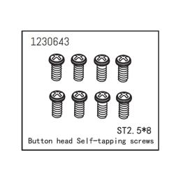 1230643 - Button Head Screws - Selftapping M2.5*8 (8) - 1