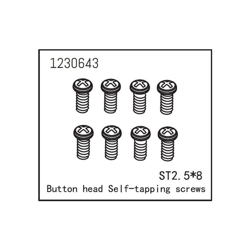 1230643 - Button Head Screws - Selftapping M2.5*8 (8) - 1 1230643 - Button Head Screws - Selftapping M2.5*8 (8) - 1
