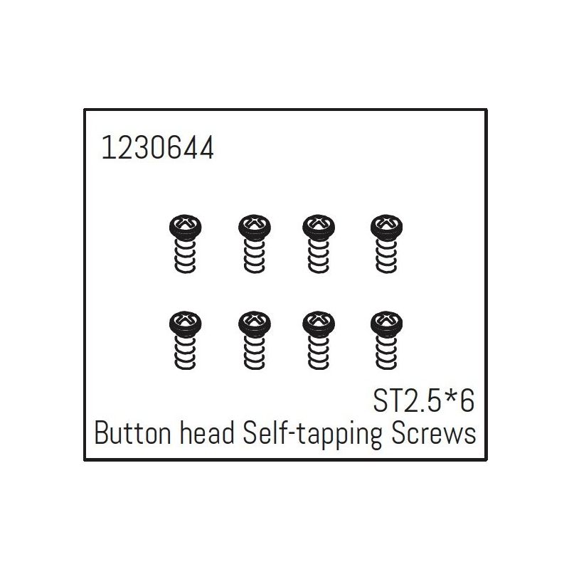 1230644 - Button Head Screws - Selftapping M2.5*6 (8) - 1 1230644 - Button Head Screws - Selftapping M2.5*6 (8) - 1