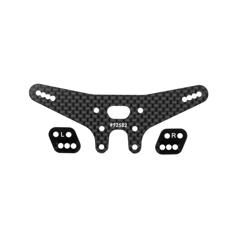 RC10B7.1 FT Set zadní věže tlumičů Gull Dropper desek, - 2mm - 1