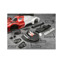 Set doplňků pro karoserii 499T LMH (interiér s helmou, paraboly světel a zadní difuzor) - 3