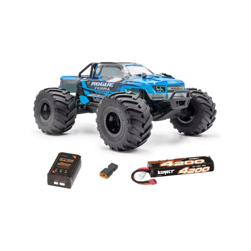 ROGUE TERRA SPORT RTR Brushless Monster Truck 4WD (15kg servo), modrá + aku a nabíječ - 1